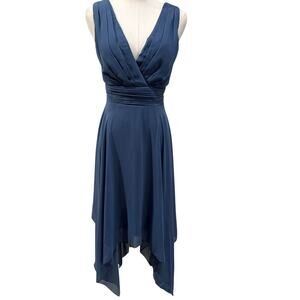 Ever Pretty Blue V-Neck Handkerchief Hem Dress Size L 8 Cocktail Fairy Wedding